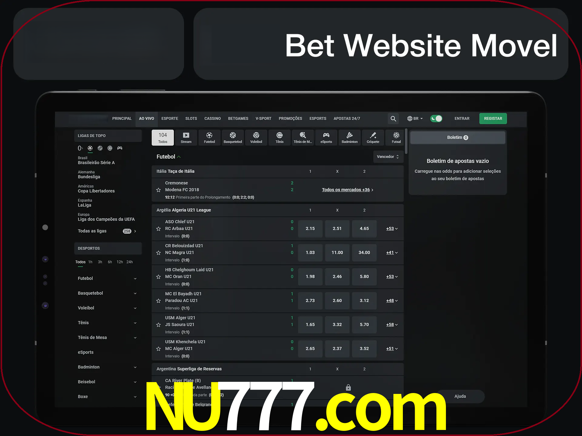 Use nosso website em qualquer dispositivo.