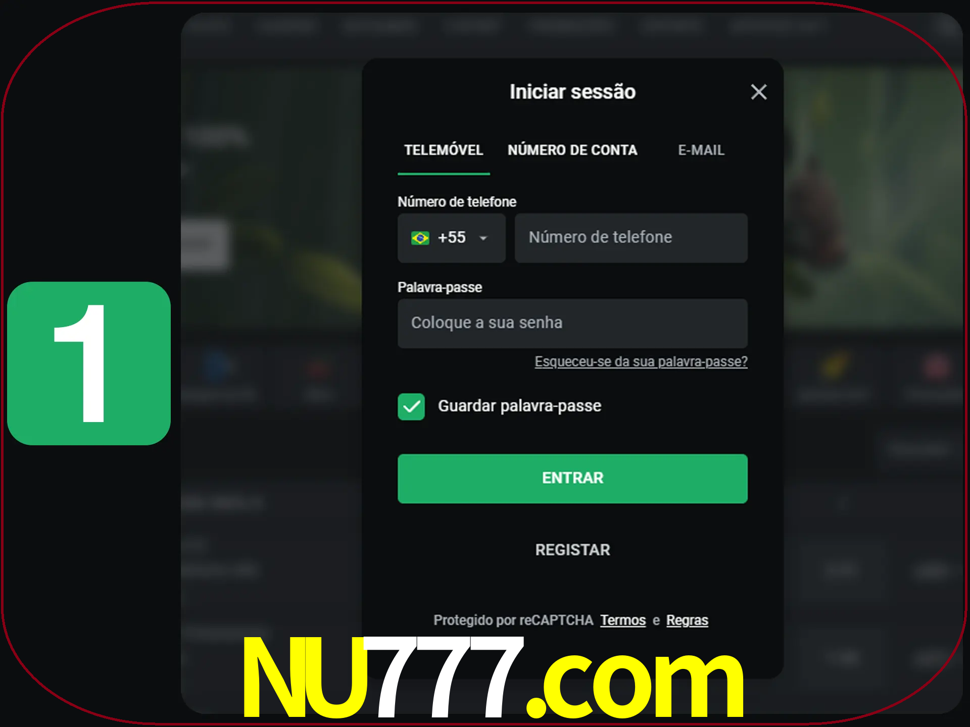 Clique no botão Entrar.